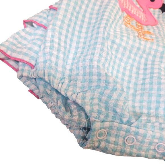 Three Sisters Baby Size 6 Mo Flamingo Bubble Ruffle Butt Bubble Girls Summer - Picture 6 of 14